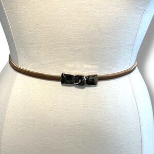 Vintage Belt Gold Bow Stretch Metal Skinny Thin Dressy